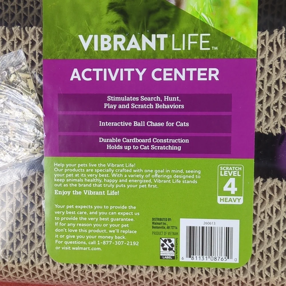 Vibrant Life Kitty Activity Center, Corrugated Cardboard Search Hunt & Scratch